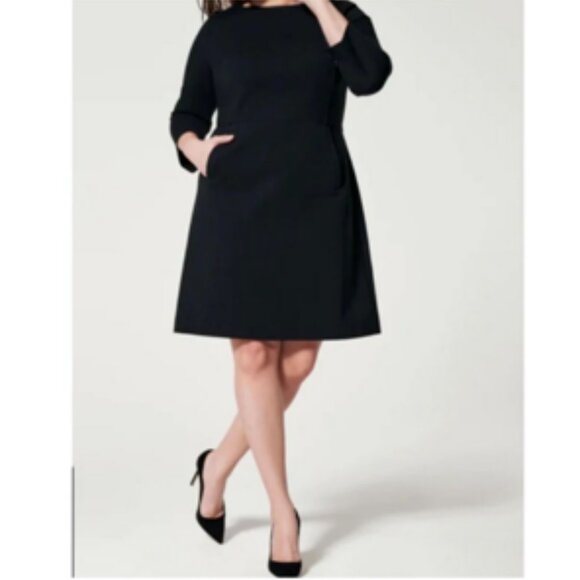 SPANX Dresses & Skirts - Spanx The Perfect A-line 3/4 Sleeve Shift Dress Pockets Black Style 20382R XL